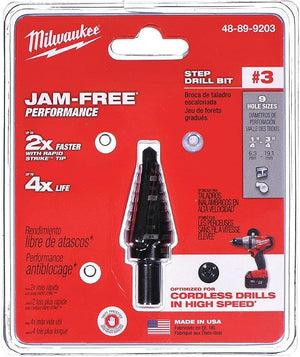 Milwaukee 48-89-9203 #3 Step Drill Bit, 1/4" - 3/4" by 1/16"