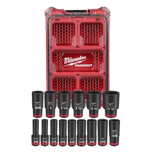 Milwaukee 49-66-6802 SHOCKWAVE Impact Duty Socket 1/2” Dr 15PC SAE PACKOUT Set