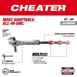 Milwaukee 48-22-7322 CHEATER Aluminum Adaptable Offset Pipe Wrench