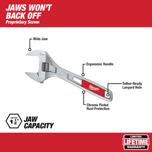 Milwaukee 48-22-7508 8 in. Wide Jaw Adjustable Wrench (Open Box)