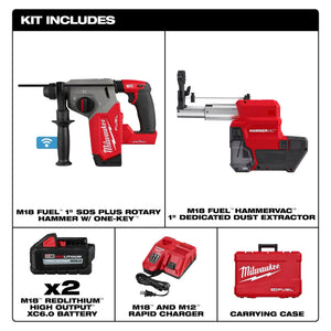 Milwaukee 2914-22DE M18 FUEL 1" SDS Plus Rotary Hammer w/ Dust Extractor Kit