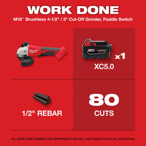 Milwaukee 2686-20 M18™ Brushless 4-1/2" / 5" Cut-Off Grinder, Paddle Switch