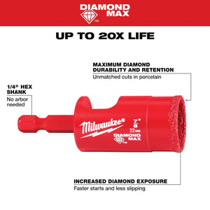 Milwaukee 49-56-0516 7/8 in. Diamond Max Hole Saw Bit