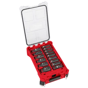 Milwaukee 49-66-6802 SHOCKWAVE Impact Duty Socket 1/2” Dr 15PC SAE PACKOUT Set