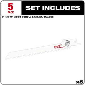 Milwaukee 48-00-5041 5PC 6" 4/6 TPI SAWZALL Blades
