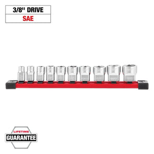 Milwaukee 48-22-9403 10PC 3/8" SAE Sockets with FOUR FLAT™ Sides