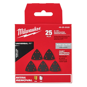 Milwaukee 49-25-2025 3-1/2" TRIANGLE SANDPAPER VARIETY PACK 25PC
