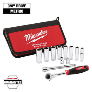 Milwaukee 48-22-9001 12pc 3/8" Drive Metric Socket Set (Open Box)
