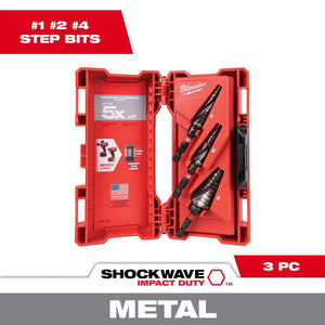 Milwaukee 48-89-9257 SHOCKWAVE Impact Duty Titanium Step Bit Kit 3PC