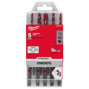 Milwaukee 48-20-9051 5PC SHOCKWAVE Impact Duty Carbide Hammer Drill Bit Set