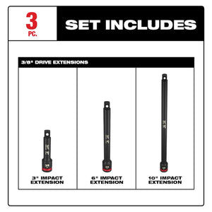 Milwaukee 49-66-6714 3PC SHOCKWAVE™ Impact Duty 3/8" Drive Extension Set