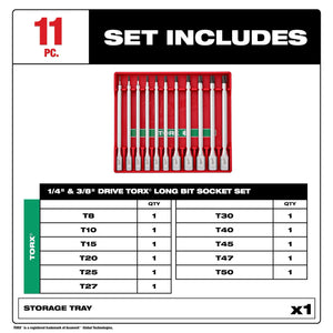 48-22-9534 1/4 in. and 3/8 in. Drive Long TORX Bit Socket Set (11-Piece)