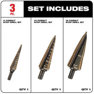 Milwaukee 48-89-9291 Cobalt Step Bit Kit (3-Piece)