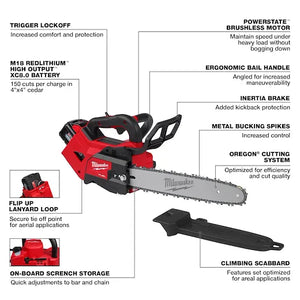 Milwaukee 2826-22T M18 FUEL™ 14" Top Handle Chainsaw 2 Battery Kit