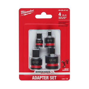 Milwaukee 49-66-6742 SHOCKWAVE™ Impact Duty 1/4"-1/2"Drive Adapter Set