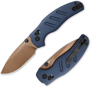 Kizer Sheepdog Clutch Lock Knife Drop Point Blue Aluminum (PVD)