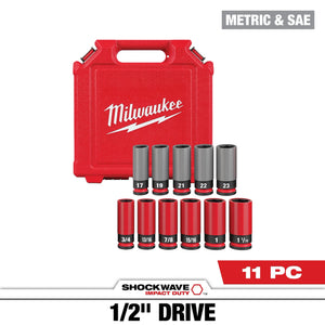 Milwaukee 49-66-7833 Impact Duty 1/2 Drive 11PC Wheel Socket Set (Open Box)
