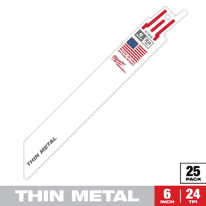 Milwaukee 48-00-8186 6 in. 24 TPI Reciprocating Saw Blades 25CT