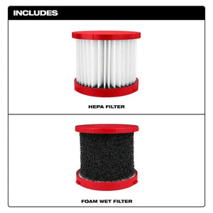 Milwaukee 49-90-1900HW 2 Piece HEPA and Foam Wet Filter Kit