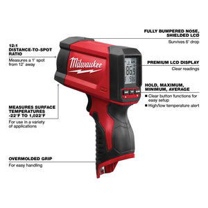 Milwaukee 2278-20 M12 Lithium-Ion Temperature Gun 12/1 Thermometer (Open Box)