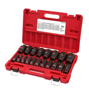 Milwaukee 49-66-7012 19PC SHOCKWAVE Impact 1/2" Drive SAE Deep 6 Pt Socket Set