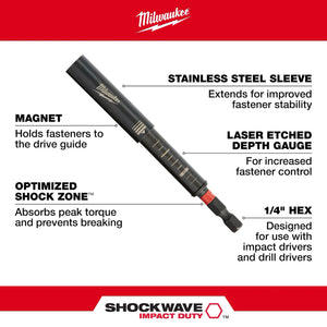 Milwaukee 48-32-4519 SHOCKWAVE Impact Alloy Steel Magnetic Drive Guide Set 3PC