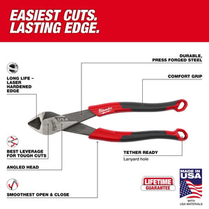 Milwaukee MT558A 8" Angled Head Diagonal Cutting Pliers with Comfort Grip