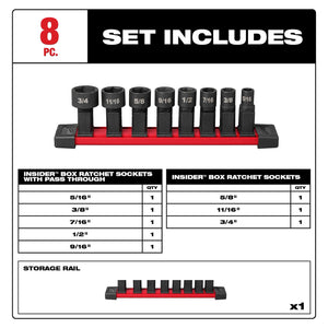 Milwaukee 49-16-1640 INSIDER™ Box Ratchet Socket SAE Set