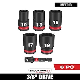 Milwaukee 49-66-7036 SHOCKWAVE 3/8"Drive M&S 6 Point Impact Socket Set 6PC
