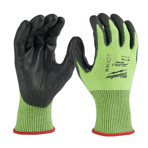 Milwaukee 48-73-8951 6 PK High Vis Cut Level 5 Polyurethane Dipped Gloves - M