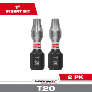 Milwaukee 48-32-4414 SHOCKWAVE™ Impact Duty 1" TORX® T20 Insert Bits (2 PK)