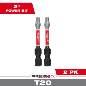 Milwaukee 48-32-4984 2PC SHOCKWAVE™ Impact Duty 2"TORX® T20 Power Bits (2 PACK)
