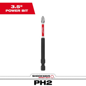 Milwaukee 48-32-4562 SHOCKWAVE Impact 3-1/2” Phillips #2 Power Bit (5 Pack)