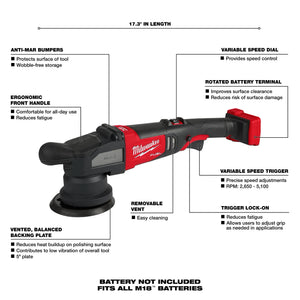 Milwaukee 2684-20 M18 FUEL™ 15mm Random Orbital Polisher (Tool Only)