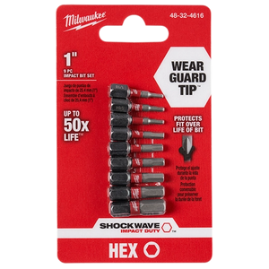 Milwaukee 48-32-4616 9PC SHOCKWAVE Impact Hex Insert Bit Set