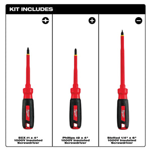 Milwaukee 48-22-2202 3 PC 1000V Insulated Screwdriver Set