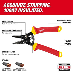 Milwaukee 48-22-2214 1000V Insulated 10-20 AWG Wire Stripper & Cutter (Open Box)