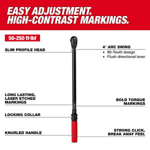 Milwaukee 48-22-9203 1/2 in. Drive 50-250 ft./lbs. Click Torque Wrench