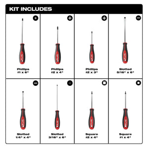Milwaukee 48-22-2718 8pc Screwdriver Kit w/ Square