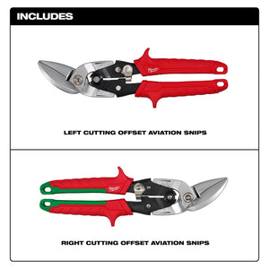 Milwaukee 48-22-4553 Left and Right Offset Aviation Snips (2-Pack)
