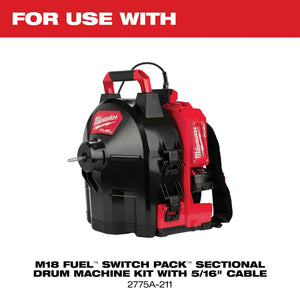 Milwaukee 48-53-2772 5/16" x 75' Inner Core Drop Head Drain Cable w/ Rustguard