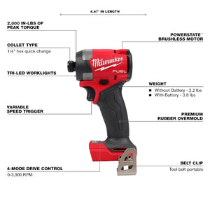 Milwaukee 2953-20 M18 FUEL 1/4" Hex Impact Driver Tool Only (Used/Good)