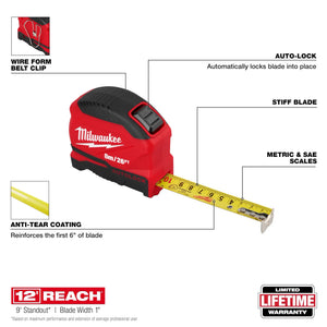 Milwaukee 48-22-1826 8m/26 ft. Compact Auto Lock Tape Measure