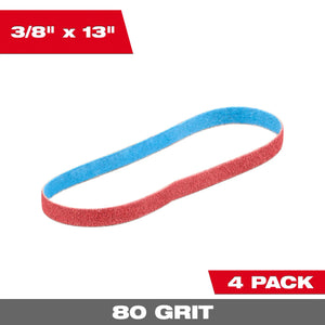 Milwaukee 48-80-7080 3/8 in. x 13 in. 80 Grit Bandfile Belts (4 Pack)