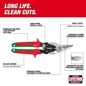 Milwaukee 48-22-4550 10 in. Right-Cut Aviation Snips (Open Box)
