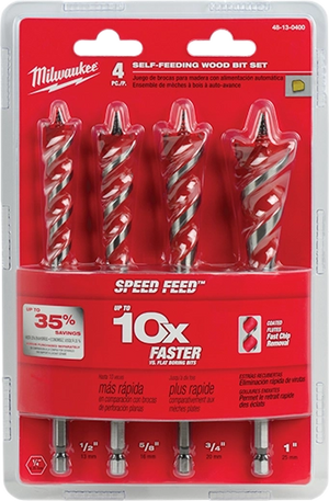 Milwaukee 48-13-0400 SPEED FEED Wood Bit 6-1/2" Set - 4 PC (Open Box)