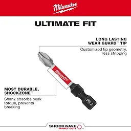 Milwaukee 48-32-4762 25PC SHOCKWAVE™ Impact Duty 2" Phillips #2 Power Bits Bulk