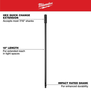 Milwaukee 48-28-4011 Bit Extension 18" For Selfeed Bits and Hole Saws