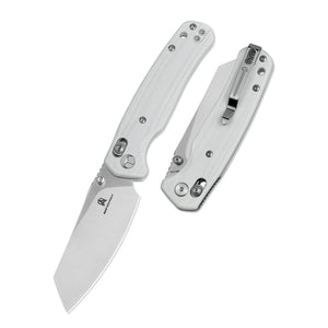 Bestechman Cicada's Wing Crossbar Lock White (3.15" Satin) BMK06L 10Cr15MoV