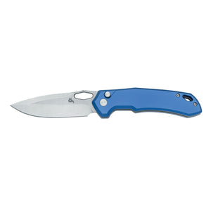 BlackFox Atros Button Lock Knife Blue Aluminum (3.4" Stonewash VG10)